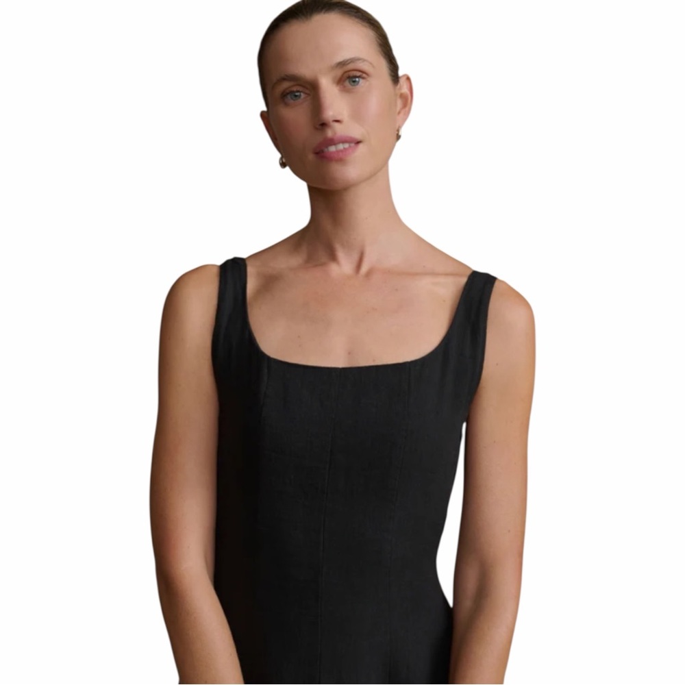 NWT Jenni Kayne Kinney Dress in Black Size Large 100% Linen Midi Length - Picture 3 of 12